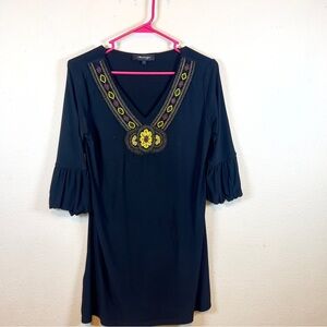 Mesmerized Black V-Neck with Embroidered and Beaded Women's Blouse. Size S